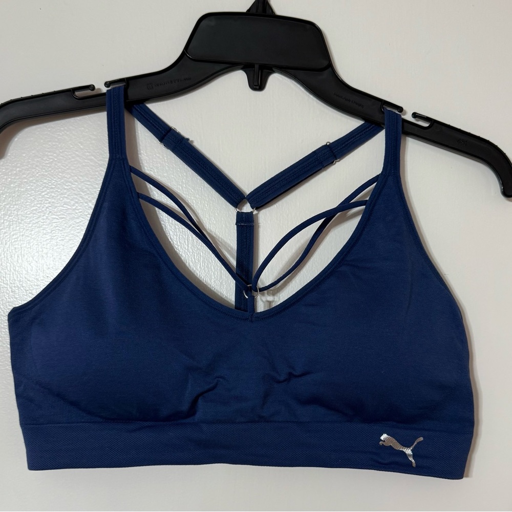 Puma Women's Navy Strappy Sports Bra